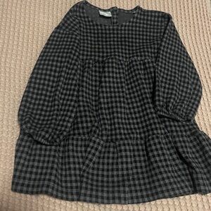Zara Black & Gray Gingham Long Sleeve Tunic